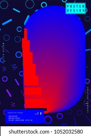 Abstract creative design poster for art event with colour background. Template futuristic cover. Flat vector illustration EPS 10.