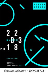 Abstract creative design poster for creative event on the dark background. Template futuristic cover. Flat vector illustration EPS 10.