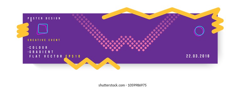 Abstract creative design poster for creative event with colorful gradient. Template futuristic cover. Flat vector illustration EPS 10.