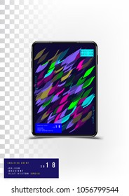 Abstract creative design poster in tablet on white and transparent background. Template futuristic cover. Flat vector illustration EPS 10.