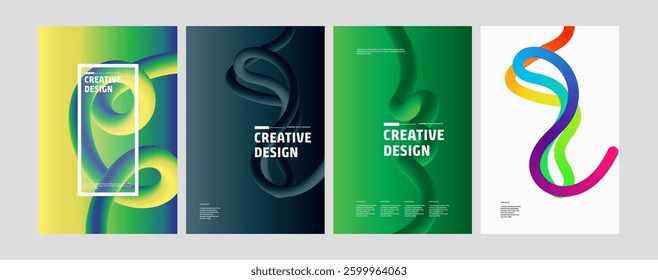 Abstract Creative Design Posters Gradient, Fluid, Dynamic, Swirls, Vibrant, Colorful, Modern, Artist
