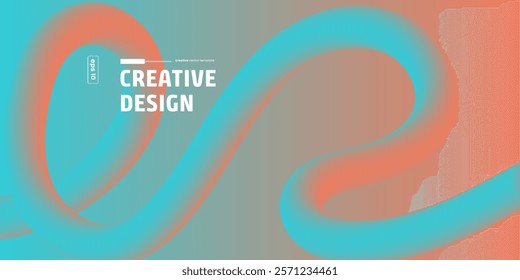 Abstract Creative Design Teal and Coral Swirling Wave Background