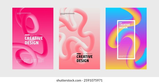 Abstract Creative Design Templates Pink, Orange, and Blue Fluid Shapes