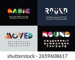 Abstract Creative Design vector Font of twisted Ribbon for Title, Header, Lettering, Logo. Funny Entertainment Active Sport Technology areas Typeface. Colorful rounded Letters and Numbers.
