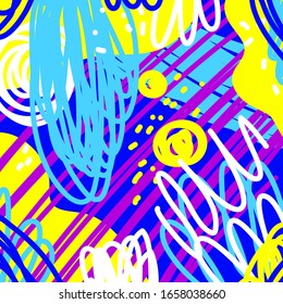 Abstract creative doodle background. Hand drawn cover template for design birthday card, summer party invitation, seasonal sale, childish t shirt picture or bag print etc. 