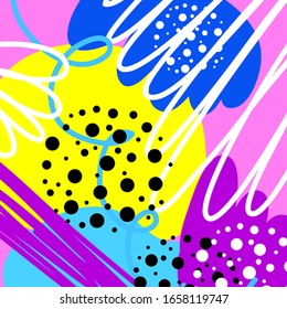 Abstract creative doodle background. Hand drawn cover template for design birthday card, summer party invitation, seasonal sale, childish t shirt picture or bag print etc. 