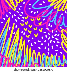 Abstract creative doodle background. Hand drawn cover template for design birthday card, summer party invitation, seasonal sale, childish t shirt picture or bag print etc. 