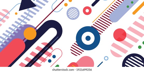 Abstract creative dynamic geometric wide elements artwork cover background. Use for ad, poster, template design, print. illustration vector 