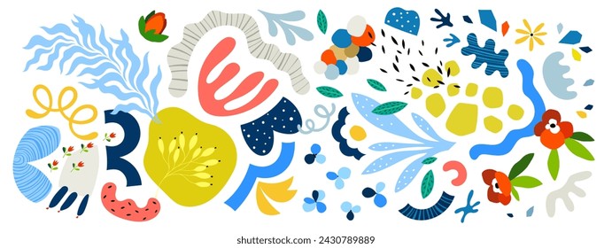 Abstract creative elements on isolated white background. Vector collection of hand drawn shapes for pattern, wallpaper, poster, flyer, email header, wall art for home decor, events and page cover.
