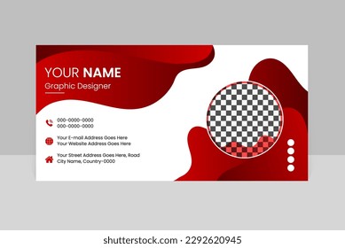 abstract creative email signature template design. contact card design with wave shapes and photo frame