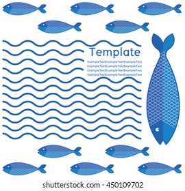 Abstract creative fish pattern. Pattern fish background. Graphic illustration of menu design, packaging bags, recipes, textiles.
