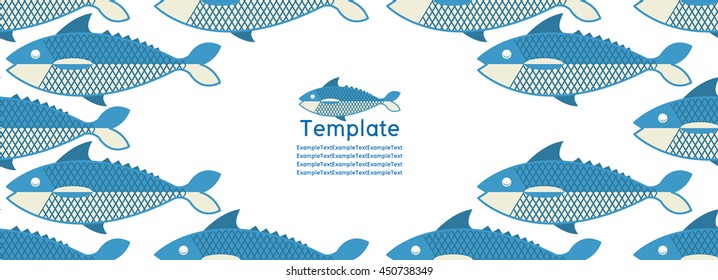 Abstract creative fish pattern. Pattern fish background. Graphic illustration of menu design, packaging bags, recipes, textiles.
