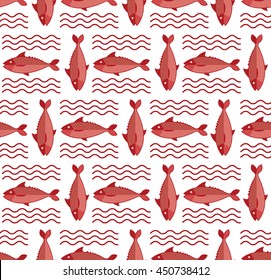 Abstract creative fish pattern. Pattern fish background. Graphic illustration of menu design, packaging bags, recipes, textiles.