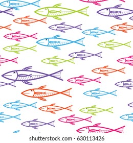 Abstract creative fish seamless pattern