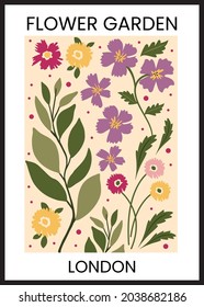 Abstract creative floral composition with text. Good for poster, card, invitation, flyer, cover, banner, wall art, brochure and other graphic design. Wildflower vector illustration.