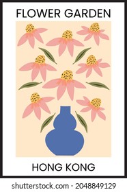 Abstract creative floral illustration with a vase. Good for poster, card, invitation, flyer, cover, banner, placard, brochure and other graphic design. Vector illustration.