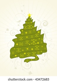 abstract creative floral pattern background with curve xmas tree