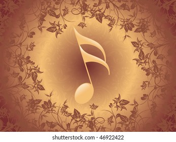 abstract creative floral pattern background with isolated musical notes