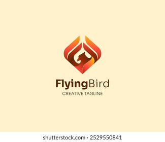 Abstract creative flying bird logo gradient