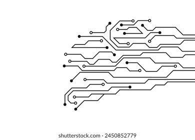 Abstract Creative futuristic circuit board technology background. Circuit board with various technology elements.