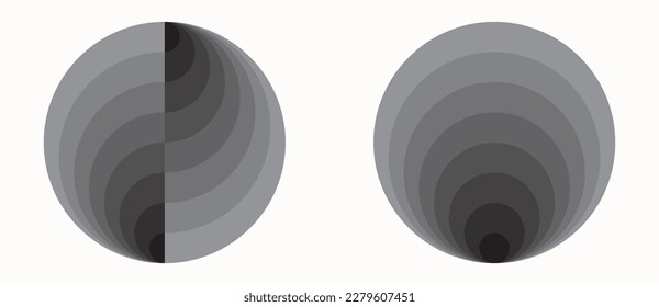 Resumen de fondo de arte geométrico creativo con círculos grises. Se puede usar como icono, logotipo o tatuaje.