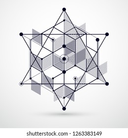 Arte geométrico creativo abstracto con una variedad de elementos geométricos fondo azul, ilustración vectorial. Plan de visión del mecanismo, esquema. Fondo perfecto para sus diseños