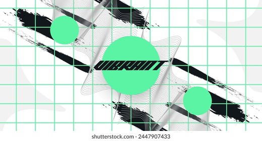 Abstract Creative Geometric Background with Brush Illustration in Black and Green Color. Creative Design Suitable for Sports Banner or Poster