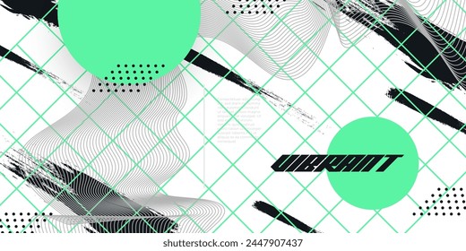 Fondo geométrico creativo Abstractas con ilustración de pincel en color negro y verde. Diseño creativo adecuado para Anuncio deportivo o póster