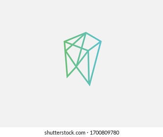 Abstract creative geometric linear tooth logo for dental clinic