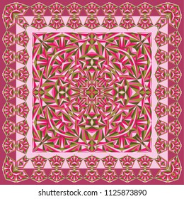 Abstract creative geometric shawl, scarf pattern. Vector colorful ornamental background for textile, surface, decor design.