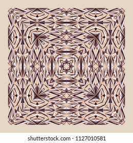 Abstract creative geometric shawl, scarf pattern. Vector ornamental taupe background for textile, surface, decor design.