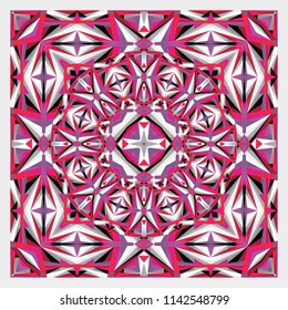 Abstract creative geometric shawl, scarf pattern. Vector ornamental background for textile, surface, decor design.