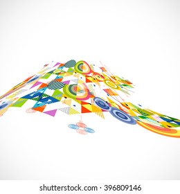 abstract creative geometrical with mix geometric decoration on perspective curve view, vector illustration