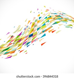 abstract creative geometrical with mix geometric decoration on perspective curve view, vector illustration