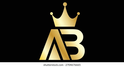 abstract creative golden AB crown letter logo.