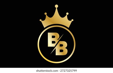 Diseño de logotipo de letra de corona BB dorada creativa abstracta.