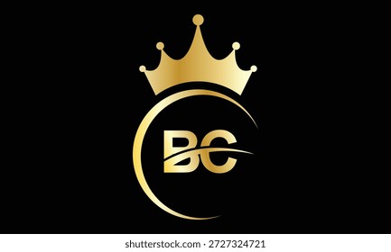 abstrato criativo dourado gradiente BC coroa carta logotipo arte.