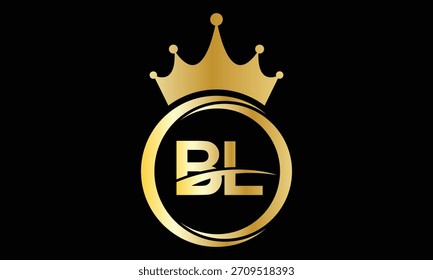 abstrato criativo dourado gradiente BL coroa carta logotipo design.