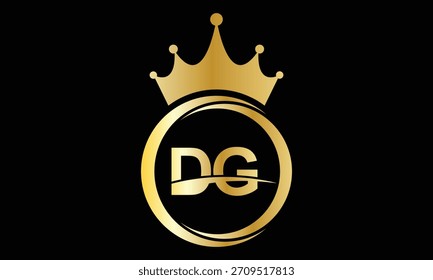 abstract creative golden gradient DG crown letter logo design.