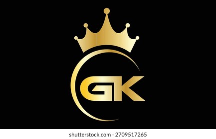 Gradiente de oro creativo abstracto GK corona de la letra del logotipo.