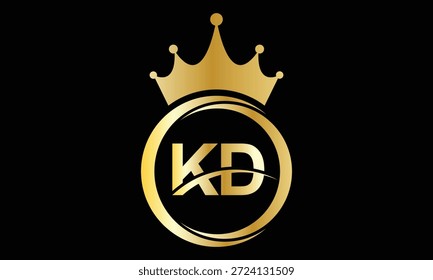 abstrato criativo dourado gradiente KD coroa logotipo letra.