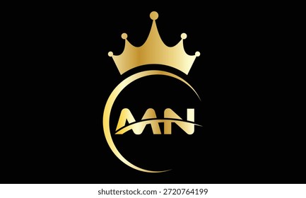 abstraktes kreatives goldenes Farbverlauf-MN-Kronenbuchstaben-Logo.