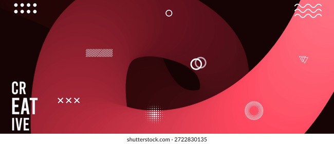 Diseño gráfico creativo abstracto con Formas rojas y negras y símbolos blancos