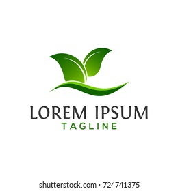 abstract creative green leaves logo design