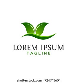 abstract creative green leaves logo design