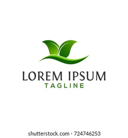 abstract creative green leaves logo design