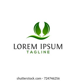 abstract creative green leaves logo design