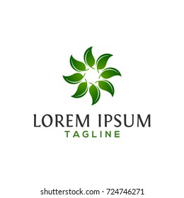 abstract creative green leaves logo design