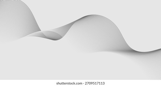 Diseño de línea de onda de mezcla gris creativo abstracto sobre fondo gris blanco.