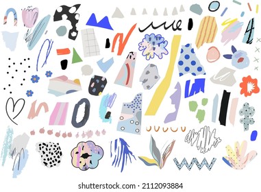 Abstract creative header. Modern artistic background with different shapes and textures. Vector. 